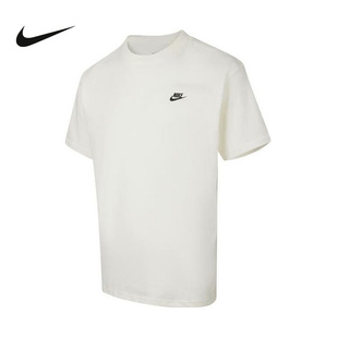 Nike耐克短袖男夏季宽松透气图案印花白色棉质运动T恤IH2473-133