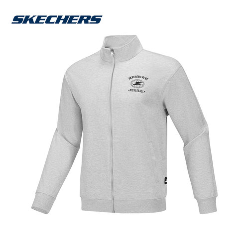 Skechers斯凯奇男子简约百搭休闲运动梭织立领外套 P424M042/01T1