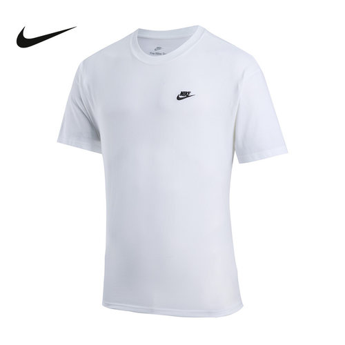 NIKE耐克白色短袖男夏季宽松透气刺绣小标圆领运动T恤IR8673-100