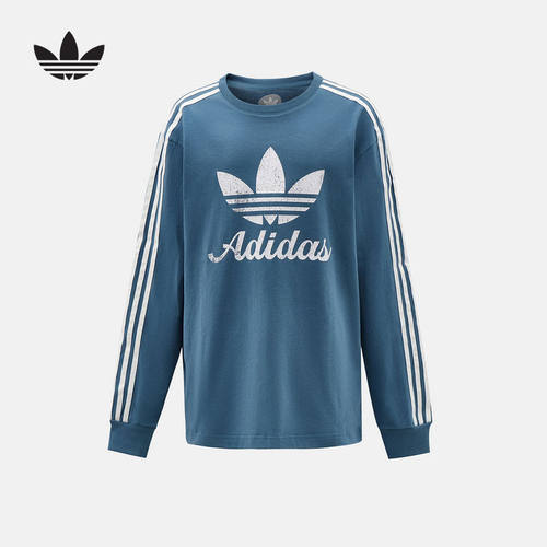 adidas阿迪达斯三叶草上衣男秋大童蓝JB LS TEE圆领长袖T恤LE1382