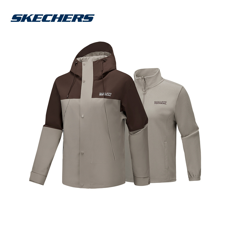 Skechers斯凯奇秋季三合一抓绒内胆户外女梭织外套 P325W123/05F0