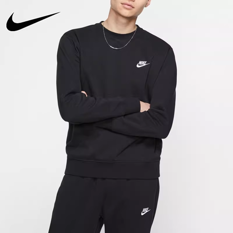 NIKE耐克男子灰色卫衣春季针织加绒运动休闲圆领套头衫BV2663-063