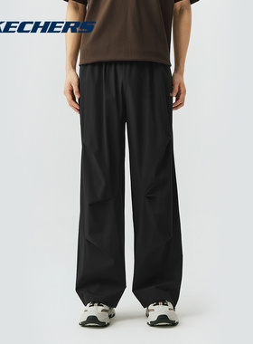 Skechers斯凯奇26夏男士宽松梭织休闲裤舒适健身运动裤 L226M023