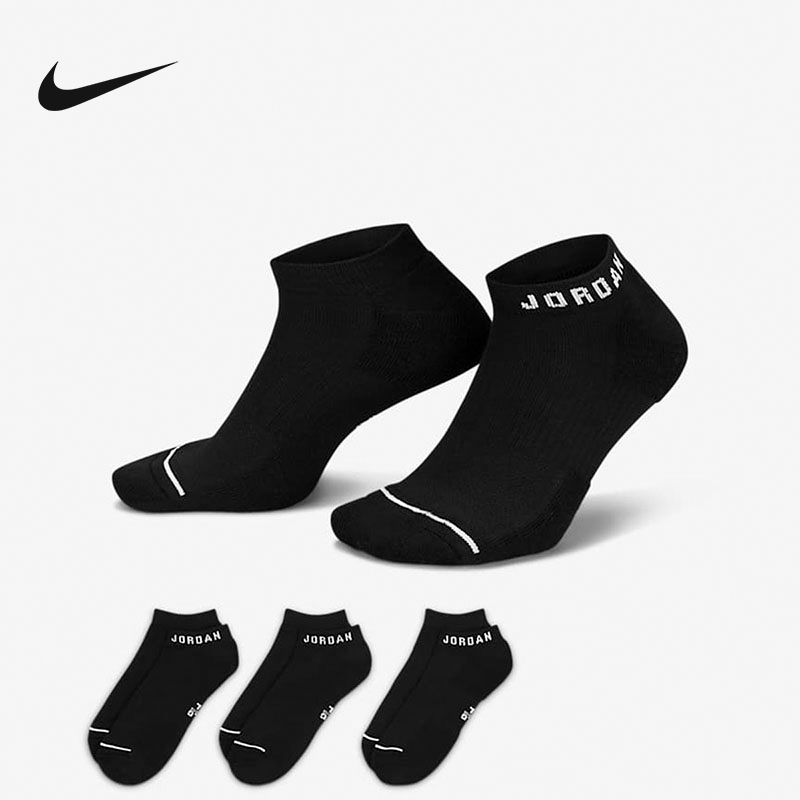 NIKE耐克男袜JORDAN袜夏季新款速干船袜3双装DX9656-010