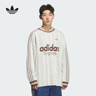 adidas阿迪达斯三叶草王安宇同款 25冬男卫衣KS5956 提花条纹针织衫