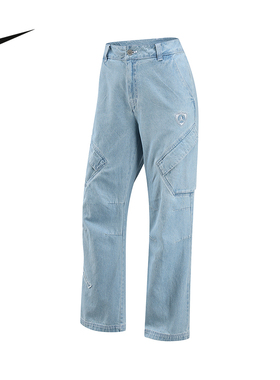 NIKE耐克女裤2025冬新款运动裤复古牛仔裤休闲直筒长裤IM9713-440