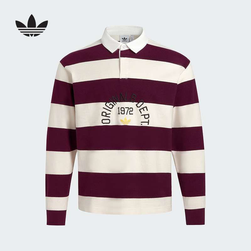阿迪达斯三叶草翻领上衣2025秋男DEPT. STRIPED长袖POLO衫KF1867,运动服/休闲服装,运动POLO衫,淘宝优惠券,粉丝福利购,淘宝优惠卷