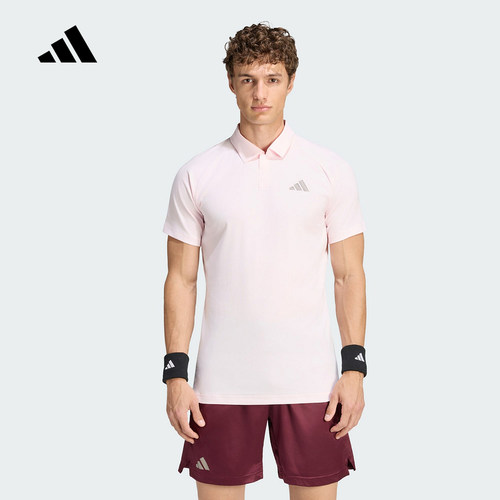 adidas阿迪达斯短袖男秋翻领粉网球纽约硬地赛系列POLO衫 KF7394