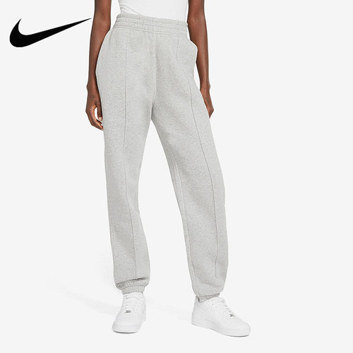 NIKE耐克长裤女裤春秋灰色运动裤宽松阔腿裤针织收口休闲裤BV4090