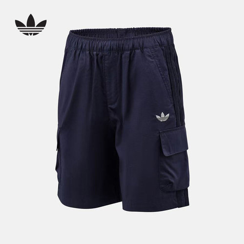 adidas阿迪达斯三叶草工装裤2026夏男小童运动时尚宽松短裤KX7590