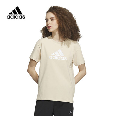 Adidas阿迪达斯秋季新款女子运动型格系列上衣圆领短袖T恤IP7085