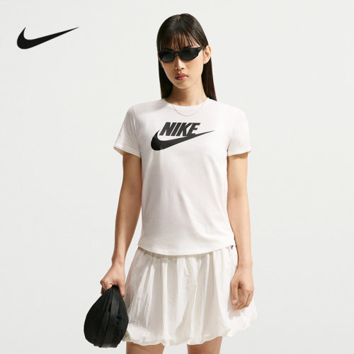 Nike耐克女子印花T恤夏新款宽松圆领棉质透气短袖上衣 DX7907-133