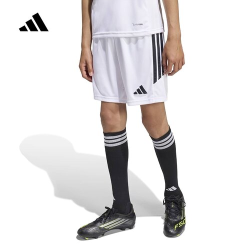adidas阿迪达斯三条纹凉感白色五分裤2026夏男大童足球短裤KA8811