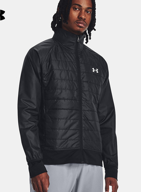 安德玛Launch Insulated Run男跑步运动外套拉链夹克 1380868-001