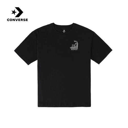 Converse匡威25夏季男款趣味猫咪图案短袖舒适凉感T恤 MCH619-023