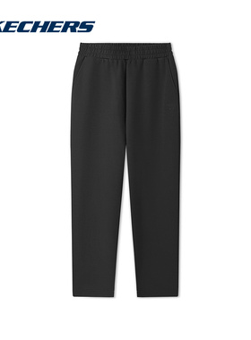 SKECHERS斯凯奇纯黑色休闲运动裤2025冬男直筒长裤 L325M068-0018