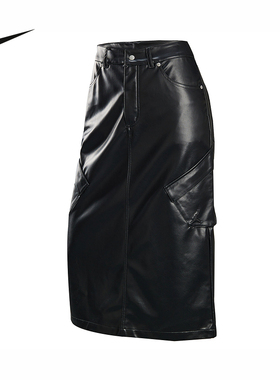 Jordan耐克女裙冬新款黑色运动裙皮质裙子合成革半身裙IO0584-010