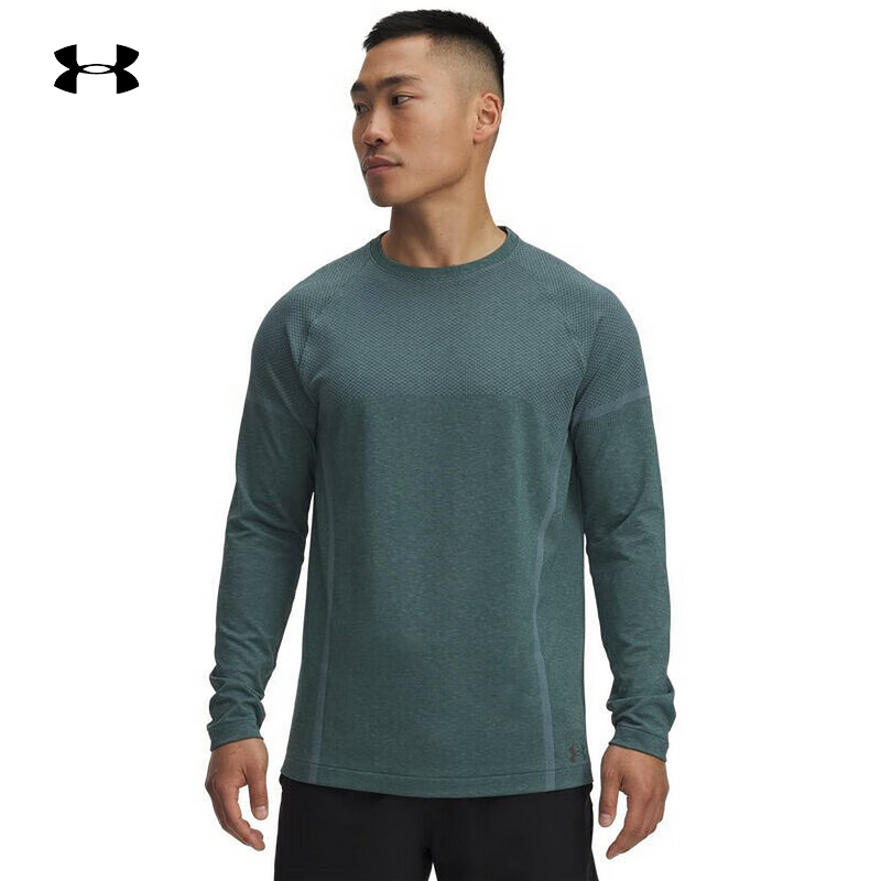 安德玛秋冬新款RUSH男子跑步运动健身圆领休闲长袖T恤6004882-587