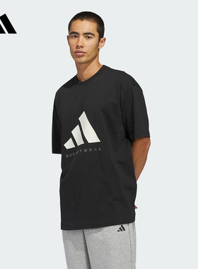 adidas阿迪达斯篮球风大号半截袖春男女棉质打底衫短袖T恤 KB7560