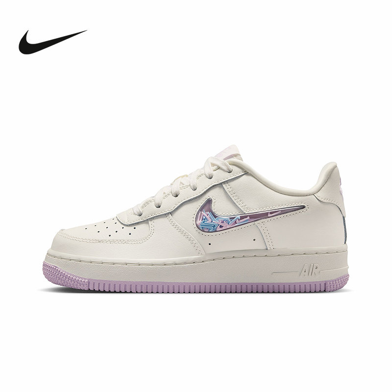 Nike耐克女鞋大童鞋趣味小勾白紫色AF1空军一号小白鞋IQ9795-151,运动鞋new,运动休闲鞋,淘宝优惠券,粉丝福利购,淘宝优惠卷