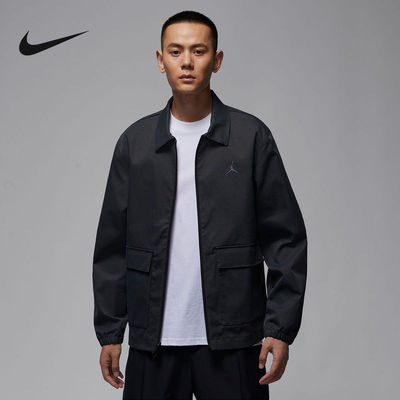 JORDAN耐克男子巴恩风高尔夫夹克冬季新款刺绣翻领外套HQ8682-010