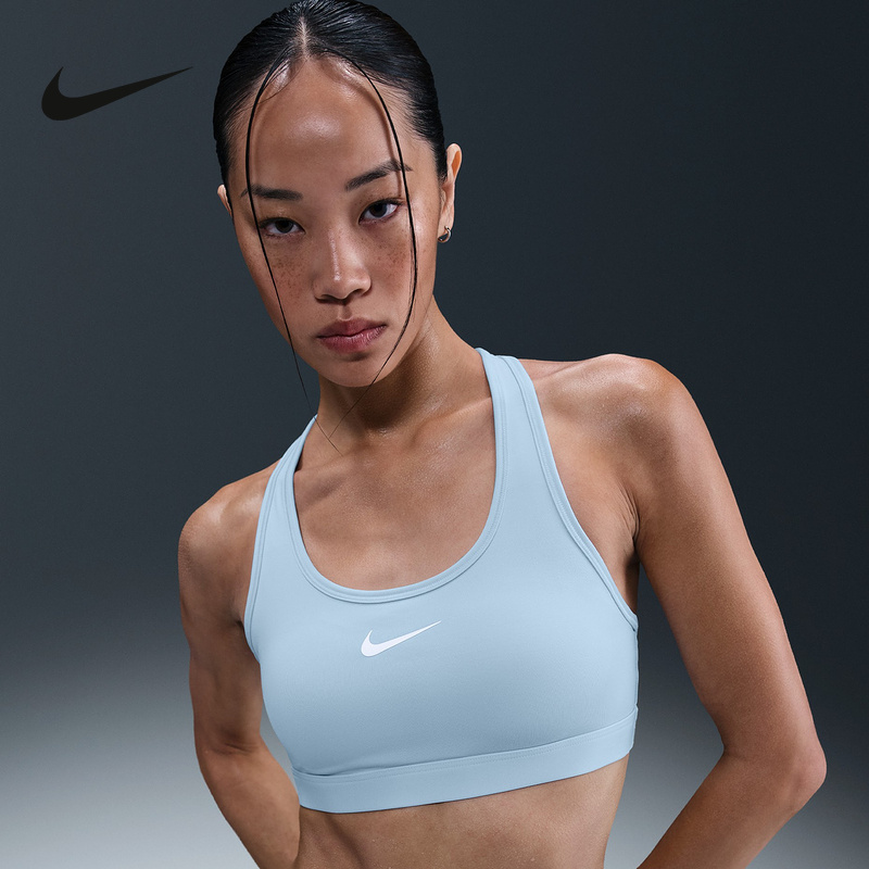 Nike耐克SWOOSH运动内衣女中强度支撑速干衬垫BRA胸衣DX6822-442
