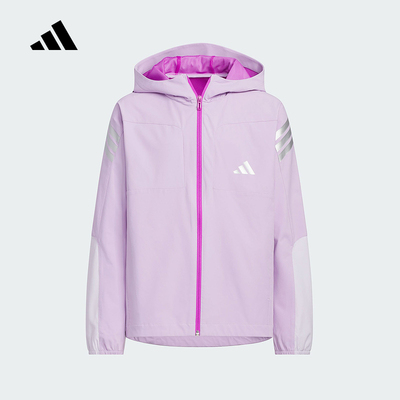 adidas阿迪达斯女大童凉感拒水连帽外套2025秋休闲梭织夹克KC2530