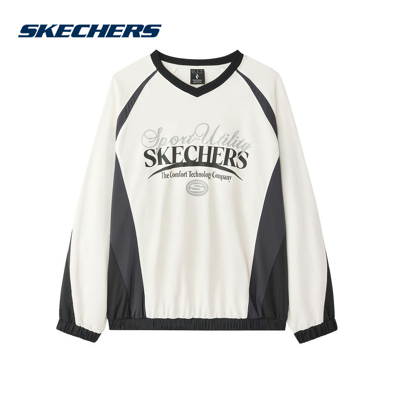 SKECHERS斯凯奇2025春男女同款宽松针织套头衫卫衣L125U048-0074