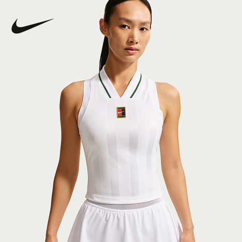 NIKE耐克郑钦文同款女子紧身速干背心透气网球运动T恤IV5714-100