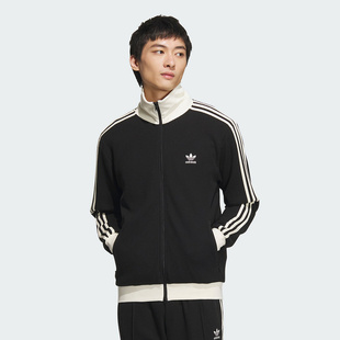 adidas阿迪达斯三叶草男女华夫格罗纹休闲运动夹克外套 JW0110