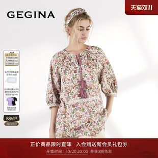 GEGINA2026早春新品五分袖纯棉雪纺衫LIBERTY花卉柔美上衣