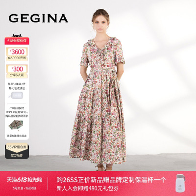 森美/GEGINA吉吉娜2026新品V领棉连衣裙LIBERTY花卉柔美度假风裙