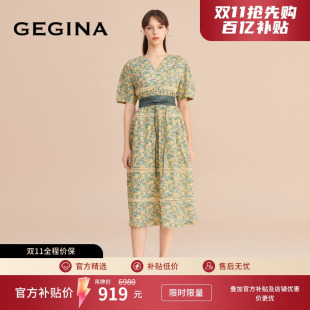 连衣裙 GEGINA吉吉娜优雅Liberty印花碎花纯棉A字中长款 纯棉