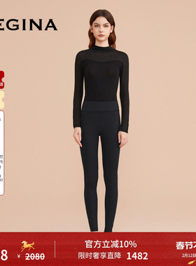 GEGINA吉吉娜新款高腰紧身黑色修身打底裤瑜伽裤女外穿商场同款