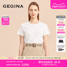 100%棉 蕾丝t恤女商场同款 GEGINA吉吉娜全棉绣花上衣纯棉短袖