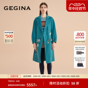 绵羊毛 GEGINA吉吉娜双面羊绒毛呢子大衣女外套商场同款