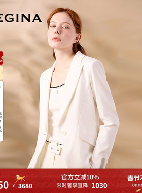GEGINA吉吉娜2025春夏季新品白色短款西装外套修身职业气质外套女