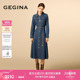 复古极简牛仔连衣裙中长款 GEGINA吉吉娜收腰纯棉商城同款 纯棉