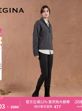 GEGINA吉吉娜秋冬季新品深灰色修身显瘦休闲裤百搭时髦小脚裤