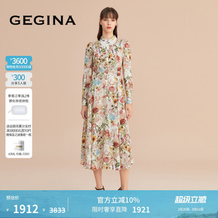 【印花】GEGINA吉吉娜女装奢华碎花连衣裙中长款收腰裙子商场同款