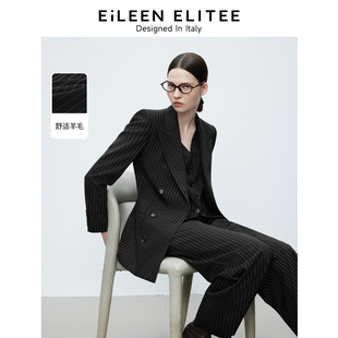 ELITEE羊毛黑色高级感西装 朗姿欧洲EiLEEN 2025春新款 朗姿奥莱
