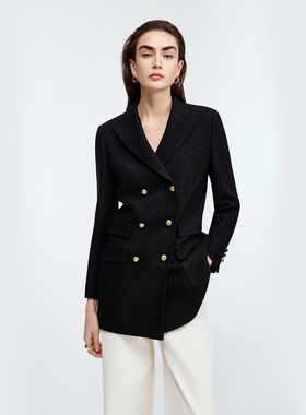 【汤圆TOYO】端双排扣商务西装外套女戗驳领西服通勤女2025年秋季