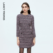 朗姿小香风粗花呢圆领连衣裙女轻礼服2025年冬季 焦点系列 新款