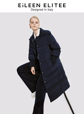 朗姿欧洲EiLEEN ELITEE白鹅绒复古翻领羽绒服外套女设计感冬新款