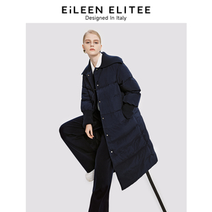 朗姿欧洲EiLEEN ELITEE白鹅绒复古翻领羽绒服外套女设计感冬新款