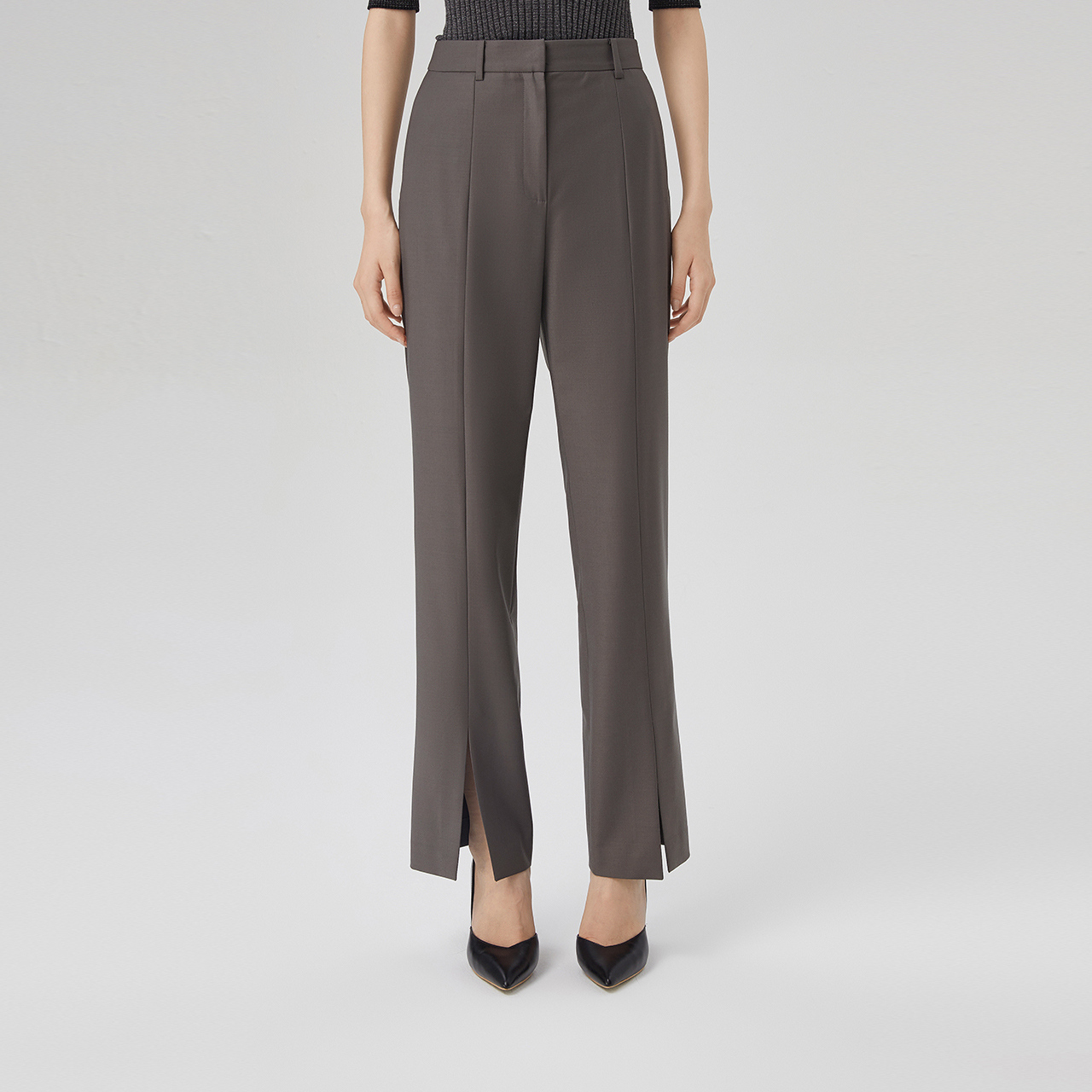 直筒裤型 裤脚开衩