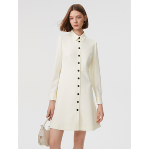 朗姿法式漂亮流行时尚高级感连衣裙修身女春季别致衬衫裙