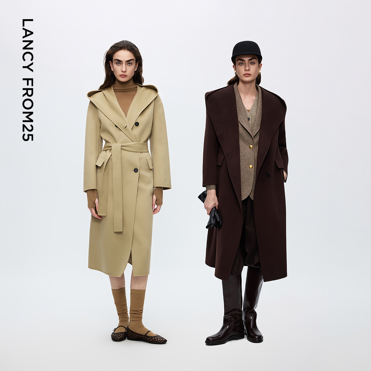 复古双排扣 本料腰带 双面呢羊毛