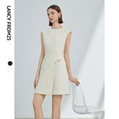 新款 气质 无袖 a字高级感短裙女2024夏季 朗姿奥莱 朗姿小香风法式