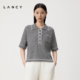 朗姿奥莱 时尚 LANCY 朗姿2024夏季 新款 百搭横条纹polo领衬衫 女短